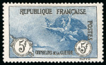 Stamp of France » Émissions à partir de 1900 1917-1918, 5 francs + 5 francs bleu Orphelin, Y&T n°155