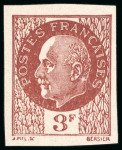 Stamp of France » Émissions à partir de 1900 1942, Pétain Type Bersier, non émis 3 francs brun