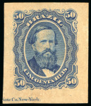 Stamp of Brazil » 1866-83 Dom Pedro » 1866 "Black Beard" Issue 1866, 50r (9) and 200r (8) single colour proofs originating from the early 200r+50r composite proofs