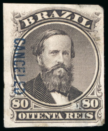 Stamp of Brazil » 1866-83 Dom Pedro » 1866 "Black Beard" Issue 1866, 80c violet black, two imperforate plate proofs