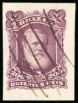 Stamp of Brazil » 1866-83 Dom Pedro » 1877-78 Roulette "White Beard" Issue 1877, 200r deep purple, proof of an unadopted design