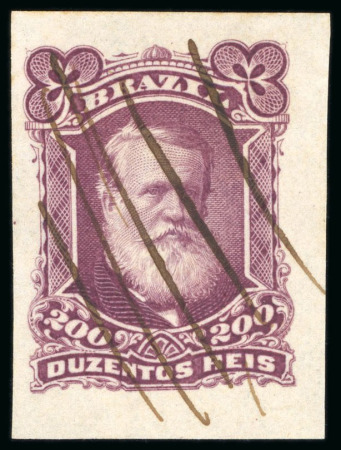 Stamp of Brazil » 1866-83 Dom Pedro » 1877-78 Roulette "White Beard" Issue 1877, 200r deep purple, proof of an unadopted design