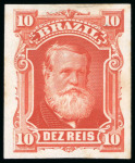 Stamp of Brazil » 1866-83 Dom Pedro » 1877-78 Roulette "White Beard" Issue 1877, 260r deep purple, die proof of an unadopted design