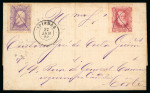 Stamp of Brazil » 1866-83 Dom Pedro » 1877-78 Roulette "White Beard" Issue 1878, 80r carmine and 1877 20r violet, used on two