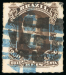 Stamp of Brazil » 1866-83 Dom Pedro » 1877-78 Roulette "White Beard" Issue 1877, 260r dark brown, a selection of four values including