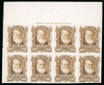 Stamp of Brazil » 1866-83 Dom Pedro » 1877-78 Roulette "White Beard" Issue 1878, 300r ochre, imperforate plate proofs on India