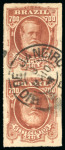 Stamp of Brazil » 1866-83 Dom Pedro » 1877-78 Roulette "White Beard" Issue 1878, 700r brown red, a well centred vertical pair used