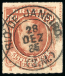 Stamp of Brazil » 1866-83 Dom Pedro » 1877-78 Roulette "White Beard" Issue 1878, 700r brown red, three very difficult stamps showing