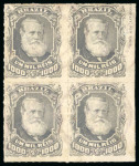 Stamp of Brazil » 1866-83 Dom Pedro » 1877-78 Roulette "White Beard" Issue 1878, 1,000r grey slate, block of four from the right