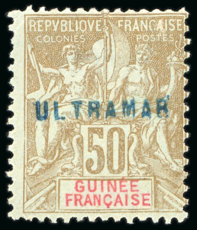 Stamp of Colonies françaises » Guinée française 1900, Lot de 3 timbres Type Groupe avec frappe manuelle
