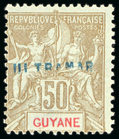 Stamp of Colonies françaises » Guyane française 1900-1904, Lot de 3 timbres Type Groupe avec frappe