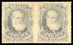 Stamp of Brazil » 1866-83 Dom Pedro » 1877-78 Roulette "White Beard" Issue 1878, 1,000r grey slate, horizontal pair, unused without
