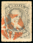 Stamp of Brazil » 1866-83 Dom Pedro » 1877-78 Roulette "White Beard" Issue 1878, 1,000r grey slate, a choice group of four stamps