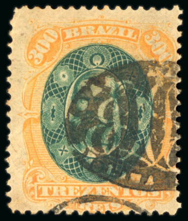 Stamp of Brazil » 1866-83 Dom Pedro » 1878 "Auriverde" Issue 1878, 300r green and orange, a wonderful choice group