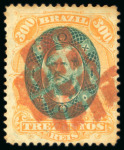 Stamp of Brazil » 1866-83 Dom Pedro » 1878 "Auriverde" Issue 1878, 300r green and orange, a wonderful choice group