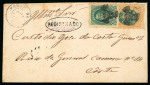 Stamp of Brazil » 1866-83 Dom Pedro » 1878 "Auriverde" Issue 1878, 300r green and orange, and 1877 100r green, on registered cover from Parahyba do Sul
