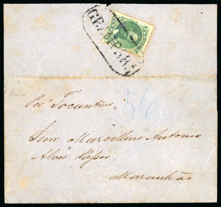 Stamp of Brazil » 1866-83 Dom Pedro » 1866 "Black Beard" Issue 1866, 100r green, type I, die I, on 1st April 1867