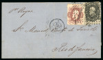 Stamp of Brazil » 1866-83 Dom Pedro » 1866 "Black Beard" Issue 1866, 200r black, with neat ABN "Compñía Americana