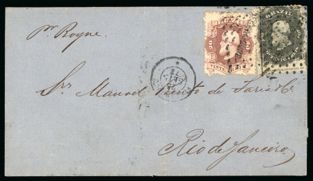 Stamp of Brazil » 1866-83 Dom Pedro » 1866 "Black Beard" Issue 1866, 200r black, with neat ABN "Compñía Americana