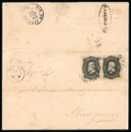 Stamp of Brazil » 1866-83 Dom Pedro » 1866 "Black Beard" Issue 1866, 200r black, two examples (one defective at right),