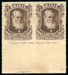Stamp of Brazil » 1866-83 Dom Pedro » 1877-78 Roulette "White Beard" Issue 1877, 260 dark brown, a spectacular pair with complete