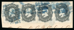 Stamp of Brazil » 1866-83 Dom Pedro » 1876 Roulette "Black Beard" Issue 1876, 200r black, strip of four; the second largest