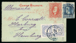 Stamp of Brazil » 1866-83 Dom Pedro » 1877-78 Roulette "White Beard" Issue 1877, 50r blue, used on 1887 50r red stationery card