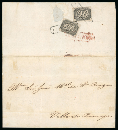 Stamp of Brazil » 1844-46 Slanting Figures 1845, 90r black, intermediate imrpession, type IIa, two stamps on cover