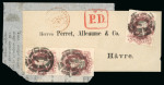 Stamp of Brazil » 1866-83 Dom Pedro » 1876 Roulette "Black Beard" Issue 1876, 20r brown-lilac, single and pair on printed matter