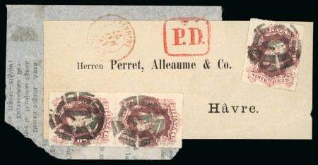 Stamp of Brazil » 1866-83 Dom Pedro » 1876 Roulette "Black Beard" Issue 1876, 20r brown-lilac, single and pair on printed matter