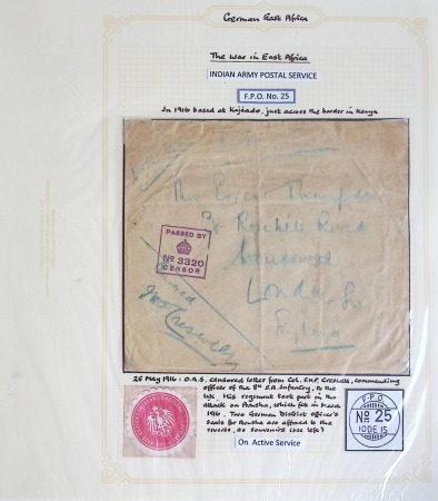 Stamp of India » Indian Expeditionary Forces 1914-21 1915-16, Group of six covers and a front from the Indian Army Postal Service in East Africa