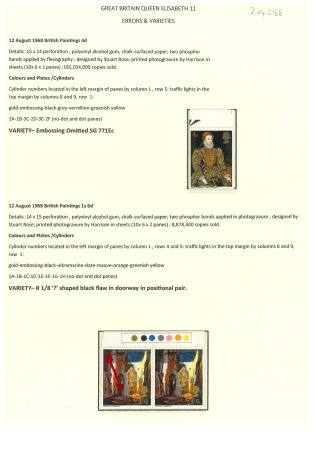 Stamp of Great Britain » Queen Elizabeth II 1968 British Painters 4d black embossing omitted variety