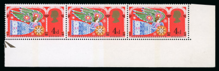 Stamp of Great Britain » Queen Elizabeth II 1969 Christmas 4d strip of three with error of phosphor bands,