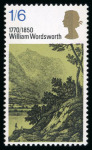 Stamp of Great Britain » Queen Elizabeth II 1970 Lakeland Poet William Wordsworth 1/6d, yellow-olive, silver omitted