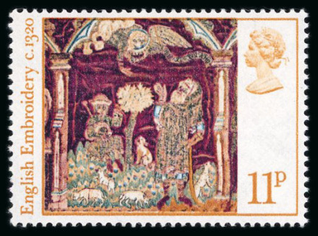 Stamp of Great Britain » Queen Elizabeth II 1976 Christmas 11p deep-magenta, brown-orange, new