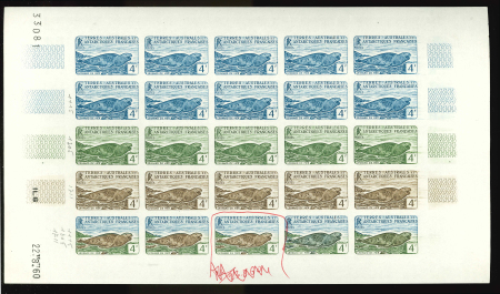 Stamp of Colonies françaises » TAAF 1959-1963, 4 francs Léopard de mer, Y&T n°13B, feuille