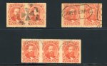 Stamp of Brazil » 1866-83 Dom Pedro » 1876 Roulette "Black Beard" Issue 1876, 10r vermilion, two pairs and one strip of three with different usages