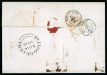Stamp of Cuba 1843 & 1844 pair of entires; 1843 (Nov 16) from Cuba to France with British P.O. St. Jago-de-Cuba 