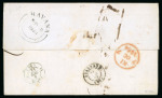 Stamp of Cuba 1843 & 1844 pair of entires; 1843 (Nov 16) from Cuba to France with British P.O. St. Jago-de-Cuba 