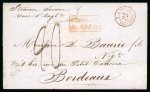 Stamp of Cuba 1843 & 1844 pair of entires; 1843 (Nov 16) from Cuba to France with British P.O. St. Jago-de-Cuba 