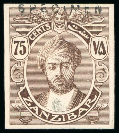 Stamp of Zanzibar » The Zanzibar Post Office (1895-1964) 1913 75c proofs in sepia on carton paper (3)