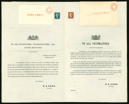 Stamp of Great Britain » 1841 1d Red 1841 Notice sent by E.S. Lees introducing the new 1d.