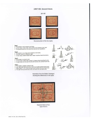 Stamp of Egypt » 1867-69 Penasson 1pi rose-red, mint, and used selection all neatly mounted