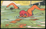 Stamp of Olympics » 1924 Paris » Postcards Floowy Swimming postcard sent by French swimmer Henri Padou who won gold in the team competition 
