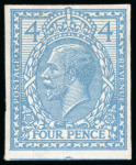Stamp of Great Britain » King George V » 1912-24 Profile Head Issues 1912 4d Trial of Eve's Wreath design colour essay in blue on gummed, Crown watermarked imperforate paper