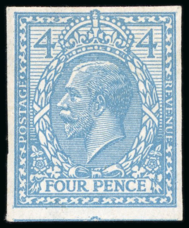 Stamp of Great Britain » King George V » 1912-24 Profile Head Issues 1912 4d Trial of Eve's Wreath design colour essay in blue on gummed, Crown watermarked imperforate paper