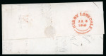 Stamp of Great Britain » 1840 2d Blue (ordered by plate number) 1840, 2d blue pl.2 TK, just cut into at foot otherwise clear margins, tied to 1841 (Jan 4) wrapper from Kirby Lonsdale to Kendal