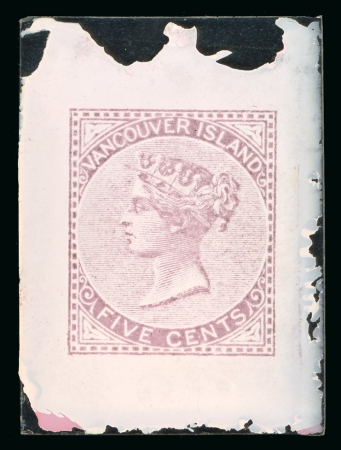 Stamp of Canada » British Columbia and Vancouver British Columbia and Vancouver 1865 5c Sperati forgery glass support cliché in light carmine
