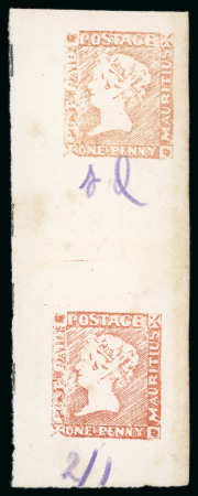 Stamp of Mauritius Mauritius, “Post Paid” - 1848 1 Penny, essay on