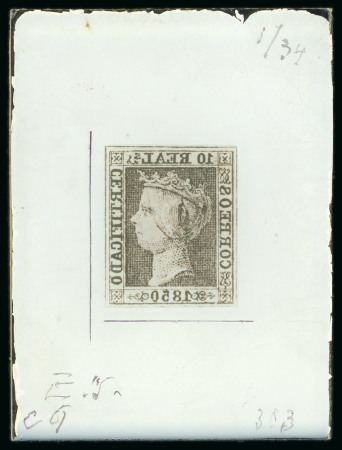 Stamp of Spain Spain - 1850: 10r Queen Isabella II, glass support